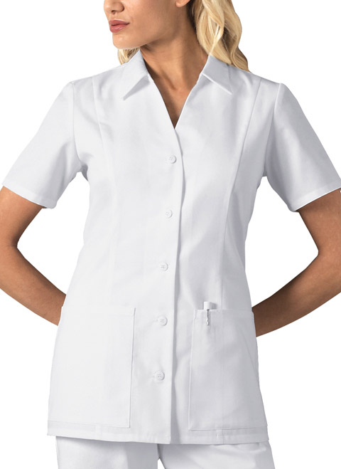 Cherokee Professional Whites Button Front Top